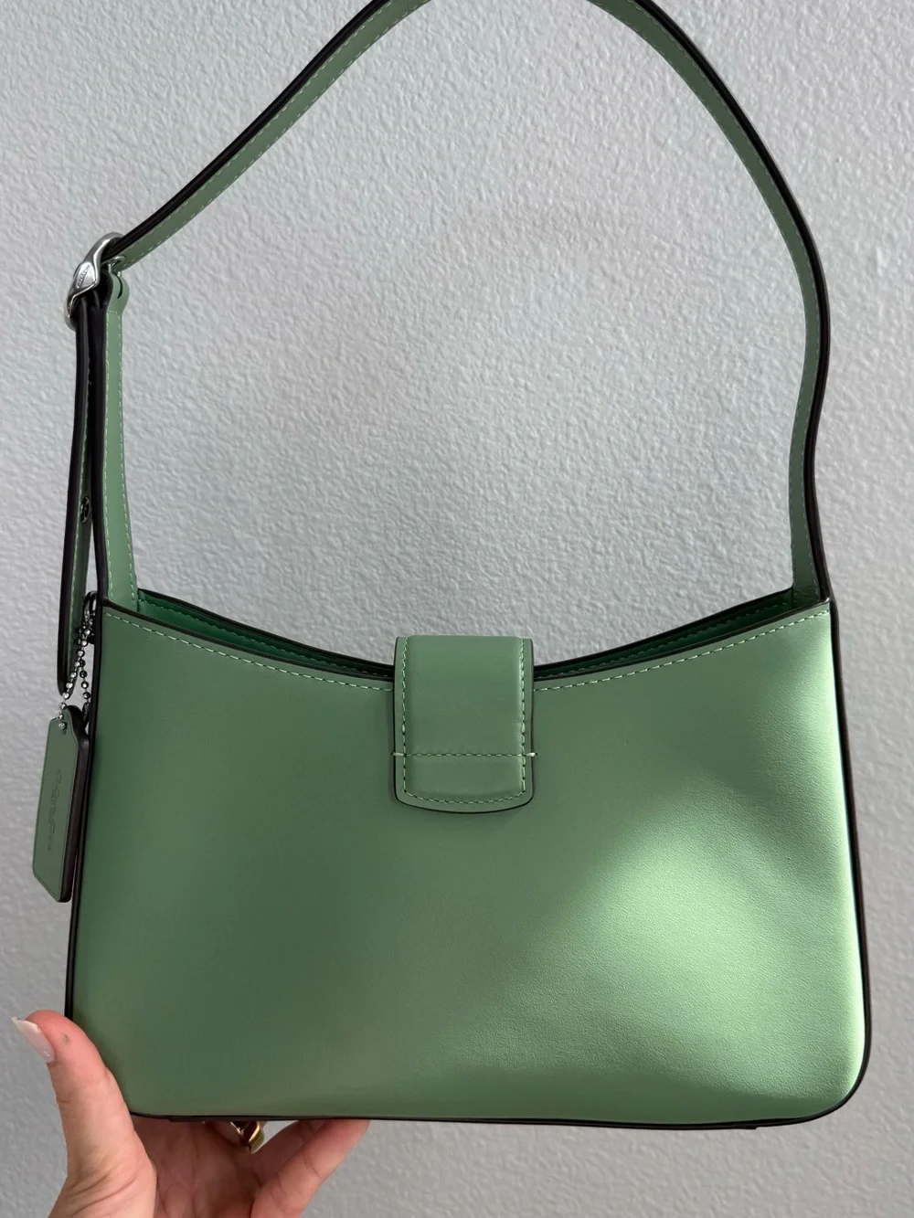 Coach Eliza Mint Green Shoulder Bag with Silver Hardware